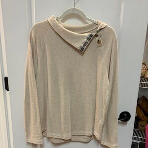 J. Crew Beige Long Sleeve Top with Button Detail